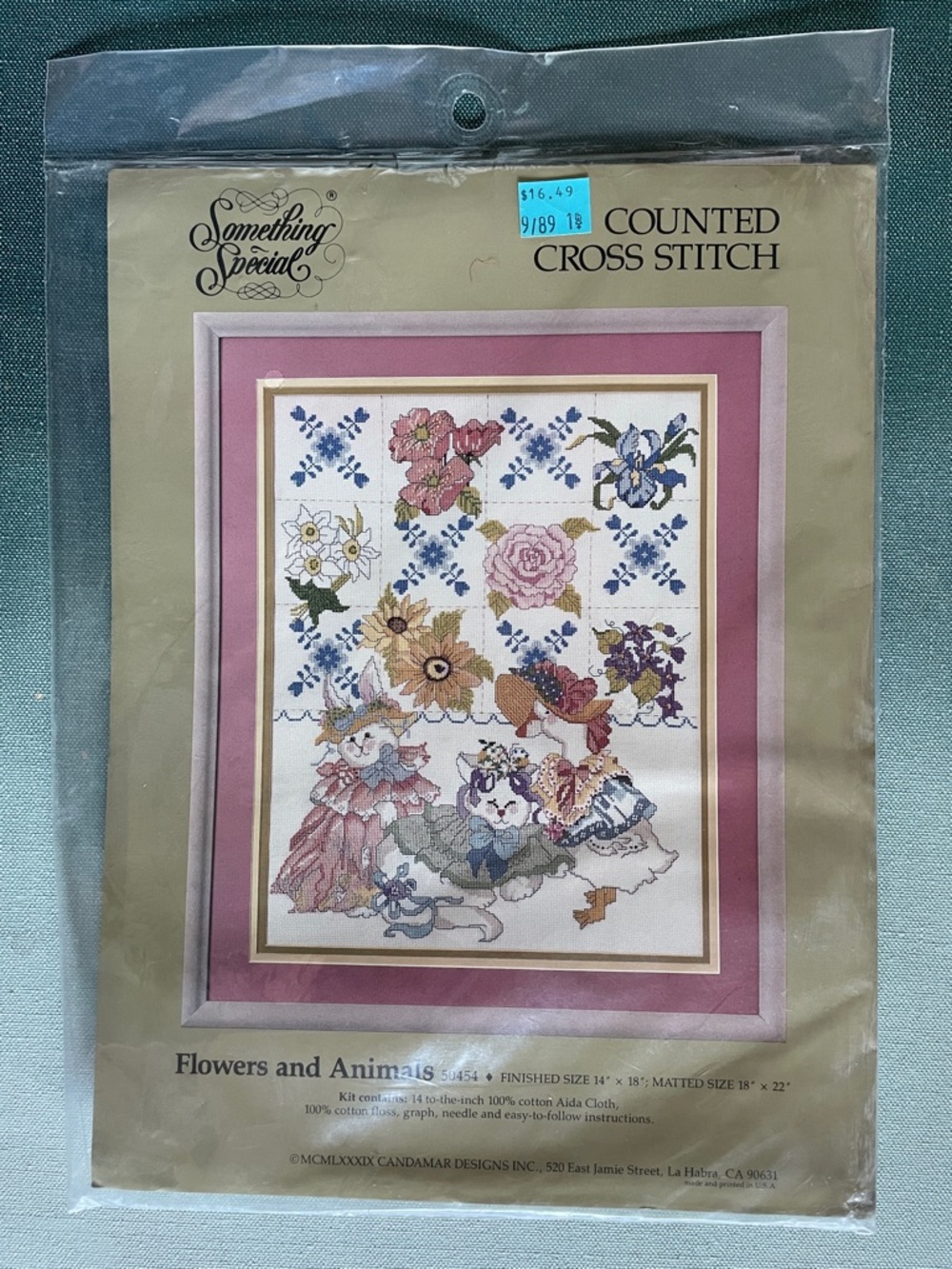 Something Special Counted Cross Stitch Flowers and Animals Kit 14” x 18” Vintage